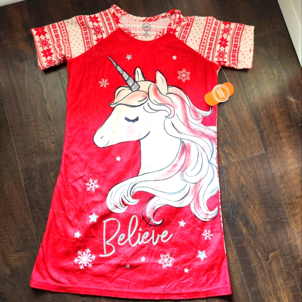 Girls Unicorn Believe Christmas Nightgown